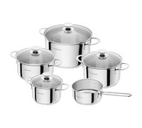 HENCKELS Reflection Batterie de cuisine, Acier inoxydable, Induction | 5 pièces, Couvercles en verre, Compatible tous feux