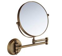 Hendalino Maquillage Miroir Salle de Bain Cuivre Cosmétique Muraux Miroir Décoratifs Mural Vintage Rond Miroir Double Face Grossissant x3 x1 Laiton Brossé Antique Ø20 cm