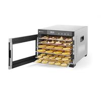 HENDI 229033 Déshydrateur, avec 6 Grilles, pour Le Séchage des Fruits, Légumes et Viandes,Panneau de Commande Numérique,Plage de Température de 35° à 75°C, 230V-600W, 340x450x(H)311mm,Acier Inoxydable