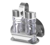 Hendi 465318 Ensemble sel et poivre en acier inoxydable avec porte-serviettes