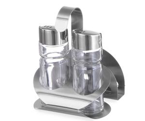 Hendi 465318 Ensemble sel et poivre en acier inoxydable avec porte-serviettes