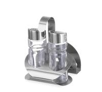 Hendi Ménagère 465318 – Acier inoxydable, ensemble sel et poivre avec porte-serviettes 85×75×H115 mm