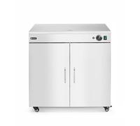 HENDI Armoire chauffante à assiettes, double, jusqu'à 108 assiettes de ⌀24 cm, 3 étagères amovibles, 30°C à 85°C, avec 4 roulettes, chauffe-assiettes électrique, 230V/800W, 592x782x(H)765mm, inox