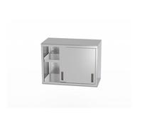 HENDI Armoire murale, armoire de cuisine, meuble de rangement, rayonnage, cabinet rangement, avec portes coulissantes, soudée, charge max. par étagère: 70 kg/m², 800x400x(H)600 mm, acier inoxydable