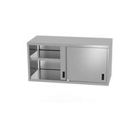 HENDI Armoire murale, armoire de cuisine, meuble de rangement, rayonnage, cabinet rangement, avec portes coulissantes, soudée, charge max. par étagère: 70 kg/m², 1000x400x(H)600 mm, acier inoxydable