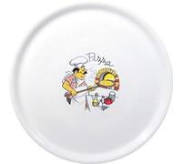 Hendi Assiette à pizza Ø310 mm porcelaine émaillée – Motif chef & four, micro-ondes & lave-vaisselle