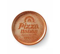 HENDI Assiette à Pizza Ronde en Porcelaine Émaillée avec Motif Chef et Four, Assiette Traditionnelle pour Servir la Pizza, Compatible Micro-ondes et Lave-vaisselle, ⌀310mm, Blanc