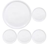 HENDI Assiette à pizza ronde, porcelaine, motif: unicolore, conviennent pour la lave-vaisselle et les fours à micro-ondes, ⌀280 mm, blanc (Lot de 5)