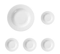 HENDI Assiette creuse, bords renforcés, émaillage de qualité, résistance aux impacts et à l'usure, convient à micro-ondes et lave-vaisselle, ø230mm, porcelaine blanche (Lot de 5)