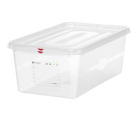 HENDI Bac Gastronorm GN 1/1 avec couvercle HACCP, hermétique, résistance thermique -40°C à 100°C, 28L, 530x325x(H)200mm, polypropylène translucide