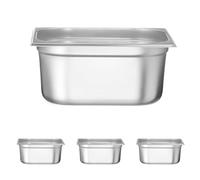 HENDI Bac Gastronorm GN 1/2, Budget Line, résistance thermique -40 °C à 250 °C, compatible four et bain-marie, 9,5L, 325x265x(H) 150mm, acier inoxydable (Lot de 4)