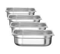 HENDI Bac Gastronorm GN 1/2, Budget Line, résistance thermique -40 °C à 250 °C, compatible four et bain-marie, 6,5L, 325x265x(H) 100mm, acier inoxydable (Lot de 4)