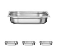 HENDI Bac Gastronorm GN 1/2, Kitchen Line, résistance thermique -40 °C à 250 °C, compatible four et bain-marie, 4L, 325x265x(H) 65mm, acier inoxydable (Lot de 4)