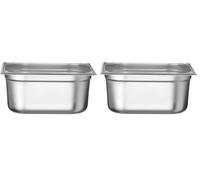 HENDI Bac Gastronorm GN 1/2, Kitchen Line, résistance thermique -40 °C à 250 °C, compatible four et bain-marie, 9,5L, 325x265x(H) 150mm, acier inoxydable (Lot de 2)