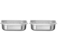 HENDI Bac Gastronorm GN 1/2 perforé, Kitchen Line, résistance thermique -40 °C à 250 °C, compatible four et bain-marie, 6,5L, 325x265x(H) 100mm, acier inoxydable (Lot de 2)