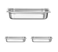 HENDI Bac Gastronorm GN 1/3, Kitchen Line, résistance thermique -40 °C à 250 °C, compatible four et bain-marie, 2,5L, 325x176x(H) 65mm, acier inoxydable (Lot de 3)