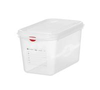 HENDI Bac Gastronorm GN 1/4 avec couvercle HACCP, hermétique, résistance thermique -40°C à 100°C, 4,3L, 265x162x(H)150mm, polypropylène translucide