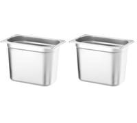 HENDI Bac Gastronorm GN 1/4, Budget Line, résistance thermique -40 °C à 250 °C, compatible four et bain-marie, 5,5L, 265x162x(H) 200mm, acier inoxydable (Lot de 2)