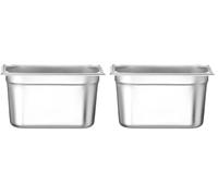 HENDI Bac Gastronorm GN 1/4, Kitchen Line, résistance thermique -40 °C à 250 °C, compatible four et bain-marie, 4L, 265x162x(H) 150mm, acier inoxydable (Lot de 2)