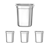 HENDI Bac Gastronorm GN 1/6, Kitchen Line, résistance thermique -40 °C à 250 °C, compatible four et bain-marie, 3,4L, 176x162x(H) 200mm, acier inoxydable (Lot de 4)