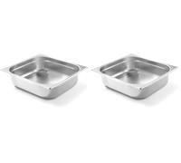 HENDI Bac Gastronorm GN 2/3, Budget Line, résistance thermique -40 °C à 250 °C, compatible four et bain-marie, 9L, 354x325x(H) 100mm, acier inoxydable (Lot de 2)