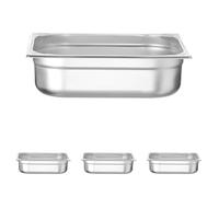 HENDI Bac Gastronorm GN 2/3, Kitchen Line, résistance thermique -40 °C à 250 °C, compatible four et bain-marie, 9L, 354x325x(H) 100mm, acier inoxydable (Lot de 4)