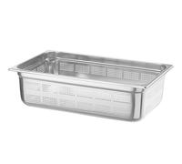 HENDI Bac Gastronorme, GN 1/1, avec côtés et fond perforés, récipient GN, empilable, bords lisses, résistant à la température de -40° à 300°C, 21L, hauteur: 150mm, inox 18/10