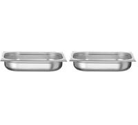 HENDI Bac Gastronorme, GN 1/2, avec fond perforé uniquement, récipient GN, empilable, bords lisses, résistant à la température de -40° à 300°C, 4L, hauteur: 65mm, inox (Lot de 2)