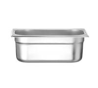 HENDI Bac Gastronorme, GN 1/4, résistance thermique -40 °C à 300 °C, utilisable dans des fours à convection, des réfrigérateurs, des bain-maries, des chafing dishes, 2.8L, 265x162(H)100mm, inox