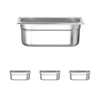 HENDI Bac Gastronorme, GN 1/4, résistance thermique -40 °C à 300 °C, utilisable dans des fours à convection, des réfrigérateurs, des bain-maries, des chafing dishes, 2.8L, 265x162(H) 100mm, inox