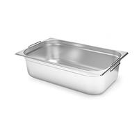HENDI Bac GN 1/1 avec Poignées, en Acier Inoxydable, Résistant de -40° à 300°C, adapté aux Fours, Congélateurs, Bains-Marie et Chafing Dishes, 14 L, 530x325x(H)100mm