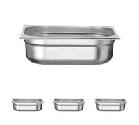 HENDI Bac GN 1/2 en Acier Inoxydable, Coins Renforcés, Résistant de -40° à 250°C, adapté aux Fours, Congélateurs, Bain-Marie et Chafing Dishes, 6,5 L, 325x265x(H) 100mm (Lot de 4)