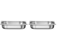 HENDI Bac GN 1/2 en Acier Inoxydable, Coins Renforcés, Résistant de -40° à 250°C, adapté aux Fours, Congélateurs, Bain-Marie et Chafing Dishes, 4 L, 325x265x(H) 65mm (Lot de 2)