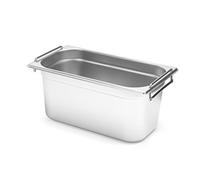 HENDI Bac GN 1/3 avec Poignées, en Acier Inoxydable, Résistant de -40° à 300°C, adapté aux Fours, Congélateurs, Bains-Marie et Chafing Dishes, 3 L, 325x176x(H)100mm
