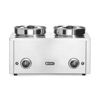HENDI Bain-Marie électrique professionnel avec 2 marmites en acier inoxydable avec couvercles (2x4 L), Thermo-système, Chauffe-plats pour sauces et soupes 30-85 °C, 8 L, 220V/400W, 506x312x(H)298mm