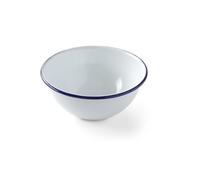 HENDI Bol en acier émaillé blanc, avec bord bleu, saladier, grand bol à soupe et à salade, bols de service à céréales, 0,92L, ø160x(H) 74mm