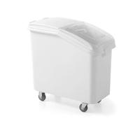 HENDI Chariot à ingrédients Mobile, bacs roulants pour Le Stockage et Le Transport d'ingrédients secs, Farine, Sucre, sel, céréales, Riz, 82 L, 333x743x(H) 711mm, Blanc, polyéthylène, Polycarbonate