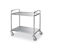 HENDI Chariot de Service, Cuisine, Restaurant, Multifonction, 3 étagères, 4 roulettes pivotantes, 2 avec Frein, Charge Max. par étagère 50kg, Plan de Travail 830x510mm, 905x585x(H) 945mm, Acier INOX