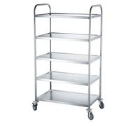 Hendi Chariot de service multifonction 5 étagères inox 4 roulettes (2 freins) 50 kg/étagère