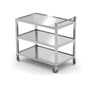 HENDI Chariot de Service, de Stockage, pour Charges Lourdes, Multifonctions, soudé, 3 étagères, 4 roulettes pivotantes, 2 avec Frein, Charge Max. par Plateau 70kg, 800x500x(h) 850mm, Acier INOX