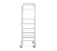 HENDI Chariot de transport pour casiers de lavage, 7 niveaux pour casiers de 500x500 mm espacés de 200 mm, 4 roulettes, 2 avec frein, charge max. 100 kg, 615x560x(H)1700 mm, en acier inox