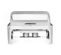 HENDI Chauffe-Plats de Buffet (Chafing Dish) avec Couvercle Rolltop 180°, Bain-Marie Professionnel GN 1/1, Supports pour Combustible et Chauffage Électrique, 9 L, 660x490x(H) 460mm, INOX