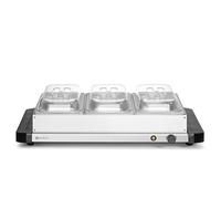 HENDI Chauffe-plats électrique pour buffet, réchauffeur d'aliments avec 3 bacs GN 1/3 avec couvercle, 40-75 °C, 400 W, démontable comme plaque chauffante, 657x381x(H)161 mm, inox