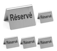 HENDI Chevalet de table Réservé, 4 pcs, panneaux de table Réservé, 50x35x(H)40mm, acier inoxydable (Lot de 5)