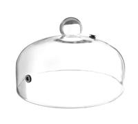 HENDI Cloche de fumage, coupole couvercle dôme pour les aliments et plats, avec aération en caoutchouc pour tenir le pipe fumoir infuseur ou pistolet à fumée, ø260x(H)174mm, en verre borosilicate