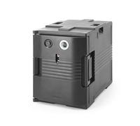 HENDI Conteneur isotherme frontal avec chauffage électrique pour bacs GN 1/1, AmerBox, jusqu’à 68°C, 220-240V, 200W, 477x680x(H)620mm, HDPE