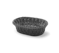 HENDI Corbeille à pain et à fruits, ovale, porte pain, panier rangement, panier a pain, à fruits, plateaux de service, présentoir pour pain, fruits et légumes, 250x190x(H)65mm, noir, polypropylène