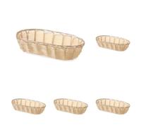 HENDI Corbeille à pain ovale, panier pour présenter et stocker le pain, 225x110x(H) 60mm, polypropylène et structure en fil métallique (Lot de 5)