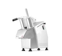 HENDI Coupe-légumes électrique, professionnel, trancheuse achoir râpeuse éminceur à légumes, fruits, avec 5 disques de coupe, machine à couper, 295 RPM, 230V, 550W, 590x240x(H)510mm, fonte d'aluminium