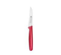 HENDI Couteau éplucheur lame droite, couteau éplucheur, couteau de cuisine pour éplucher fruits et légumes, couteau tournant, 180 x 19 x (H) 9 mm, acier inoxydable, polypropylène, rouge